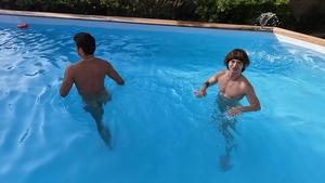 Twink on top pounds him hard in water