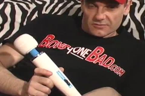 daddy lays on the floor and uses a sex tool