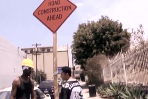 Laying my dark pipe in his white ass