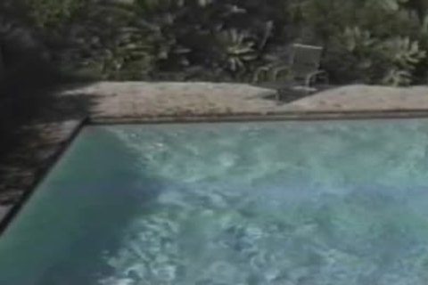 Solo masturbation by the pool
