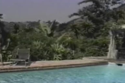 Solo masturbation by the pool